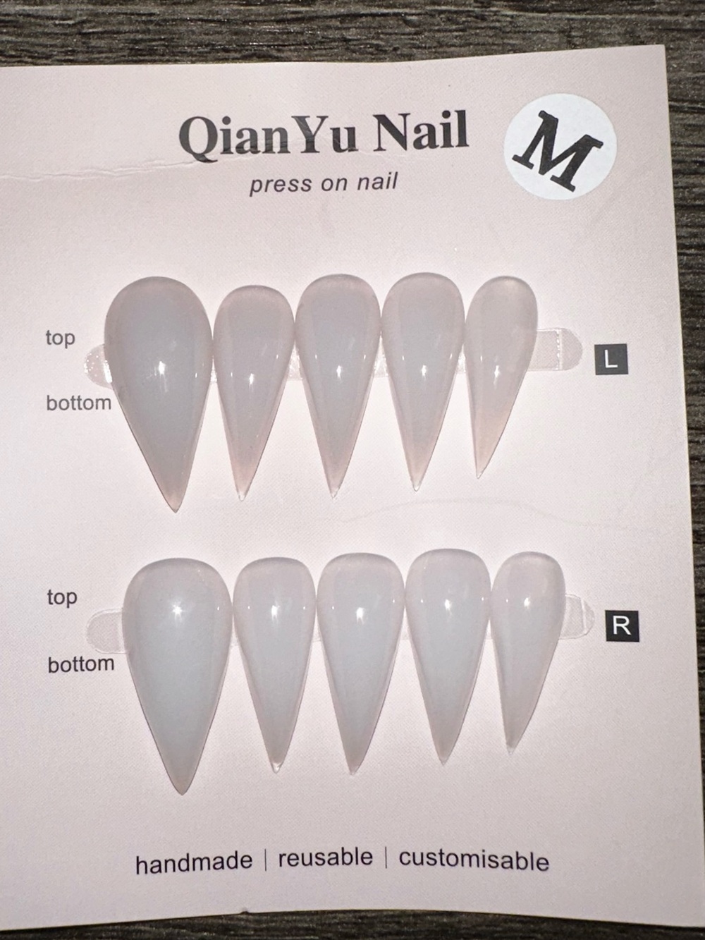 CLAW DRAGON NAILS-Press-On Nails - Pale White Stiletto Set (M)
